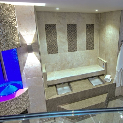 Experience Showers, Foot Spas & Ice ChuteEnjoy the invigorating Caribbean storm shower for a refreshing cooldown. Our foot spa features tiled seating and an automated spa system. Stimulate your senses with ice rubbing for a tingling sensation.